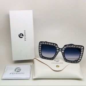 Big Feirdio Black Sunglasses 🕶 with Rhinestones